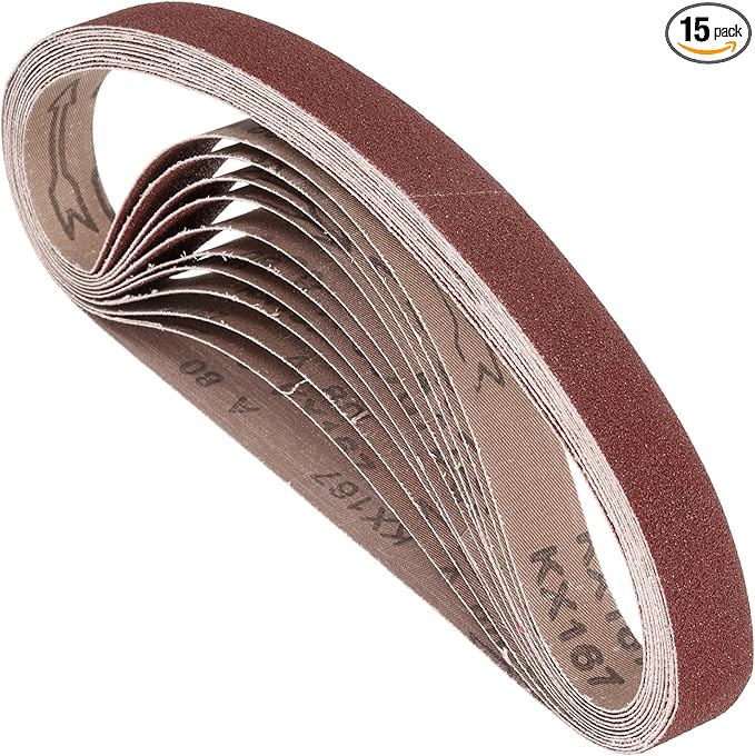 15 Pcs Sanding Belts 1-1/8 x 21 Inch 80 Grit Aluminum Oxide Abrasive Sandpaper for Belt Sander Metal Grinding Wood Working Weld Rust Removal