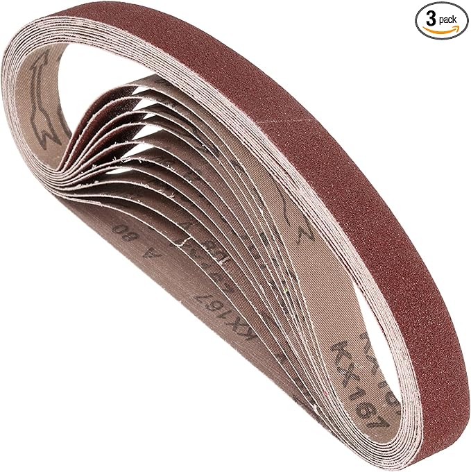 3 Pcs Sanding Belts 1-1/8 x 21 Inch 80 Grit Aluminum Oxide Abrasive Sandpaper for Belt Sander Metal Grinding Wood Working Weld Rust Removal