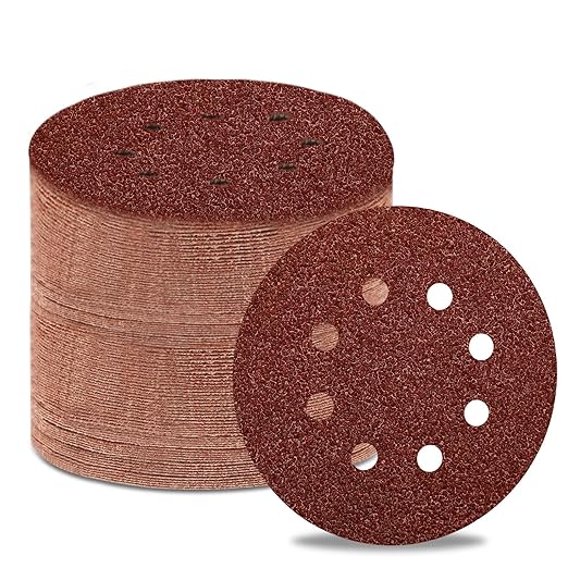 80 Grit 5 Inch Sanding Discs Hook and Loop Sandpaper, 150 PCS 8 Hole Adhesive Coarse Sand Paper for Random Orbital Sander