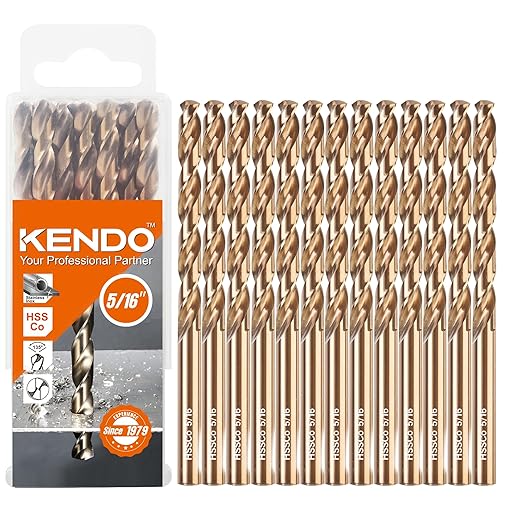 KENDO 5/16 Inch Cobalt Drill Bits (13pcs), M35 High Speed Steel, 135 Degree Tip, Jobber Length Twist Drill Bit Set for Hard Metal, Stainless Steel, Cast Iron, Wood and Plastic, with Storage Case