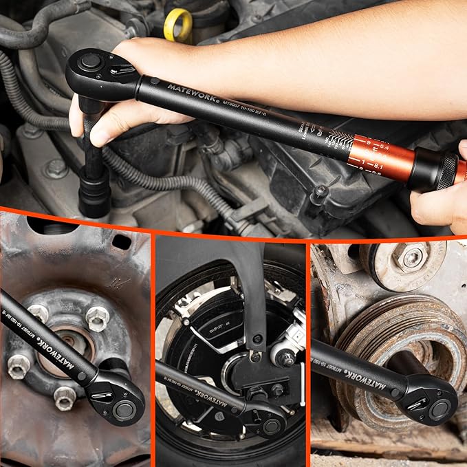 1/2 Inch Drive Click Torque Wrench, 10-160 ft.lb/10-227 Nm, ±3% High Precision Lug Nut Torque Wrench with 72 Tooth Dual-Direction for Moto, Wheel Tire and Car Repair