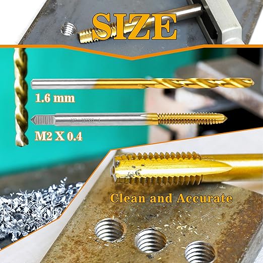M2x0.4 Tap and 1.6mm Drill Bit Kit, M2 HSS Metric Drill and Tap Set, Combination of Drill and Tap Kit for Metal