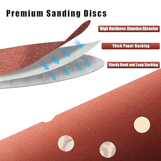 1000 Grit 5 Inch Sanding Discs Hook and Loop Sandpaper, 100 PCS 8 Hole Adhesive Extra Fine Sand Paper for Random Orbital Sander