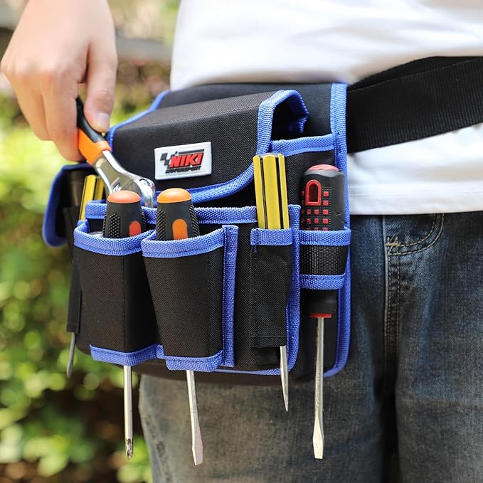Tool Belt,600D Water-draining Oxford Cloth Tool Belts for Men,Electrician Tool Belt Widely Applied to Repairmen,Electrician,Carpenter,Construction (8 pockets)