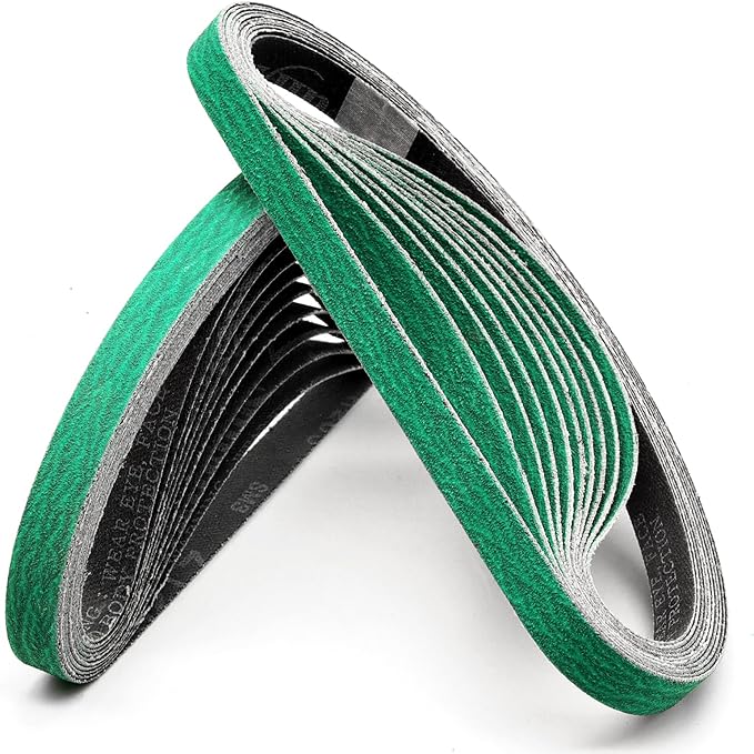 1/2 x 18 Inch Sanding Belts, 120 Grit Sanding Belts for 1/2 Inch x 18 Inch Air File Sander, Woodworking, Metal Polishing, 20 Pack Zirconia Sanding Belts for Belt Sander