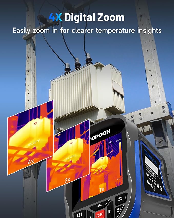 TOPDON Thermal Imaging Camera TC004 SE - 256x192 IR Resolution, 21Hrs Runtime & 32GB Storage with Video Recording, PC Analysis for Electrical/HVAC/Building Inspection