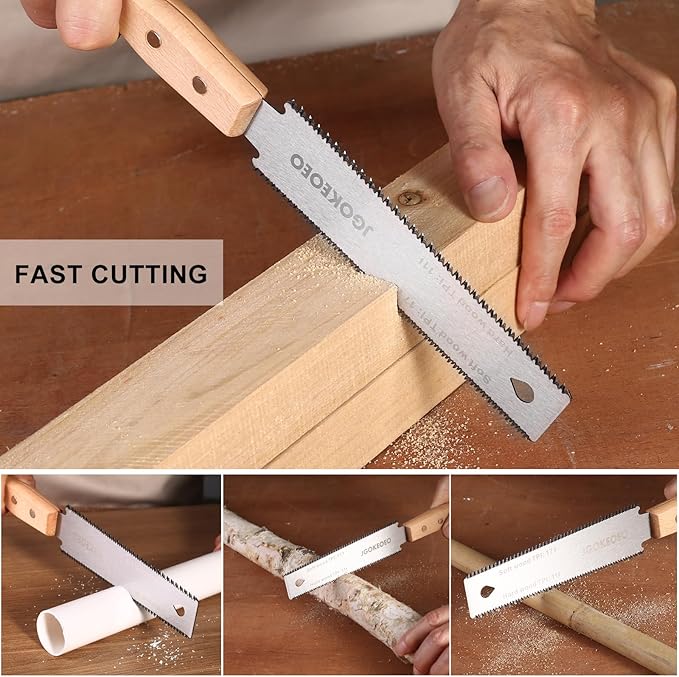 Japanese Hand Saw, 6 Inch Double Edge Flush Cut Saw, SK5 Double Flexible Blade 17/11 TPI Comfortable Hand Wood Handle, Precise and Lightweight Cutting, for Woodworking and Garden Trim