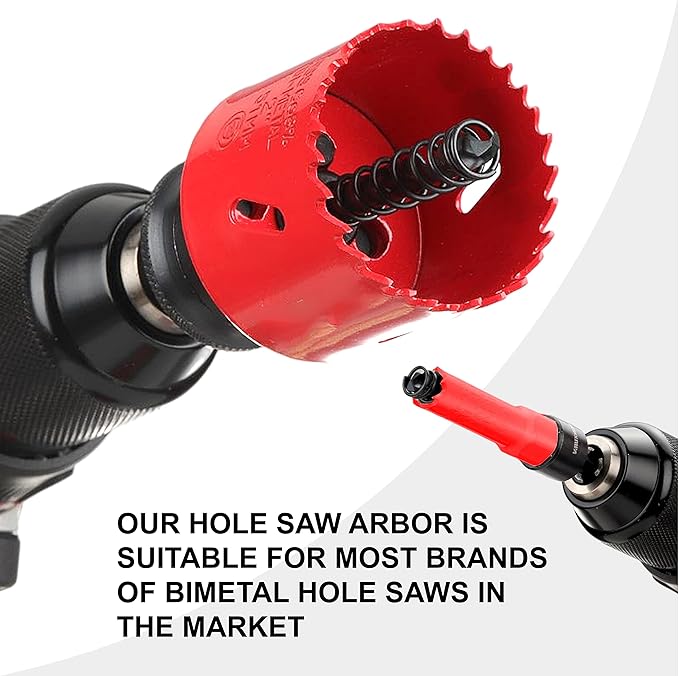 Quick Change Hole Saw Mandrel, 7/16-Inch and 3/8 Inch Hole Saw Arbor with 3Pcs Central Drill/2PCS Hex wrench/2Pcs Spring
