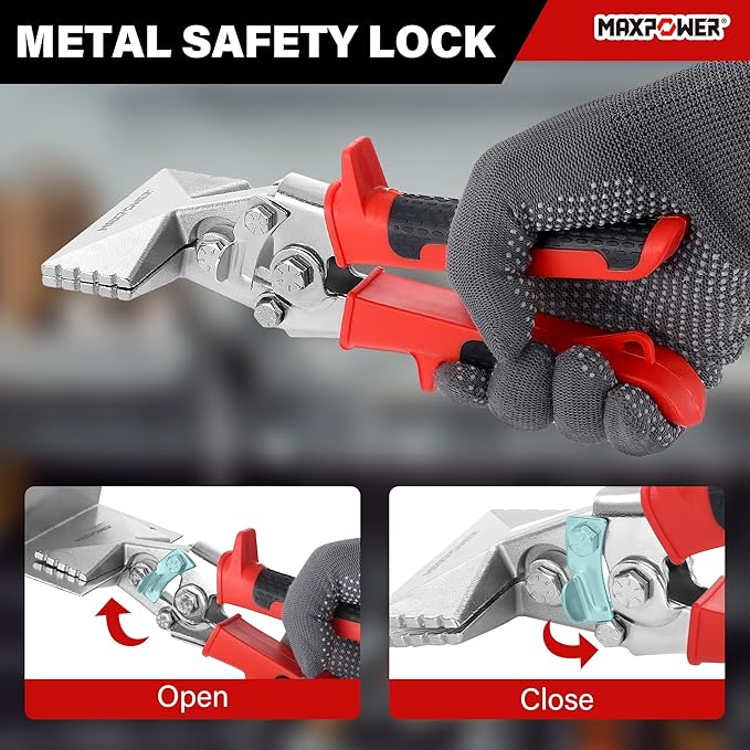 MAXPOWER 2-Piece Sheet Metal Hand Seamers, 5 Blade Pipe Crimper and 3-inch Offset Jaw Sheet Metal Bender with Ergonomic Handle