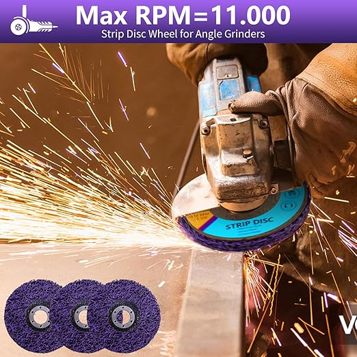 10 Pack 4" x 5/8" Strip Discs Stripping Wheel, Rust Remover Discs for Angle Grinder,Clean and Remove Paint Coating Rust Welds Oxidation(Purple)