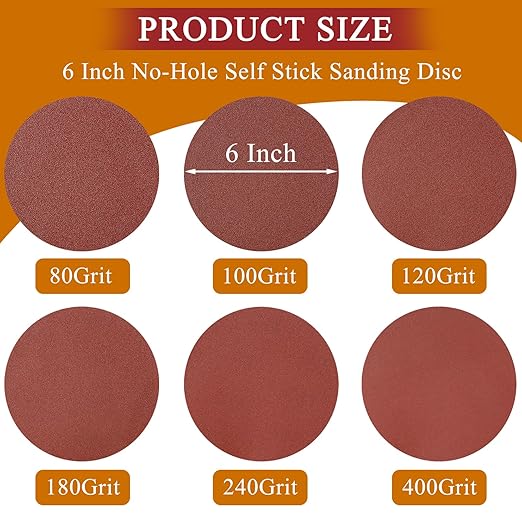 33PCS 4 x 36 Inch Alumina Sanding Belts (80/120/150/240/400 Grits) with 6 Grits 6-Inch Self Stick No Hole Sanding Disc for Aluminum Oxide Sanders, Sandpaper for Wood Metal Stainless Steel