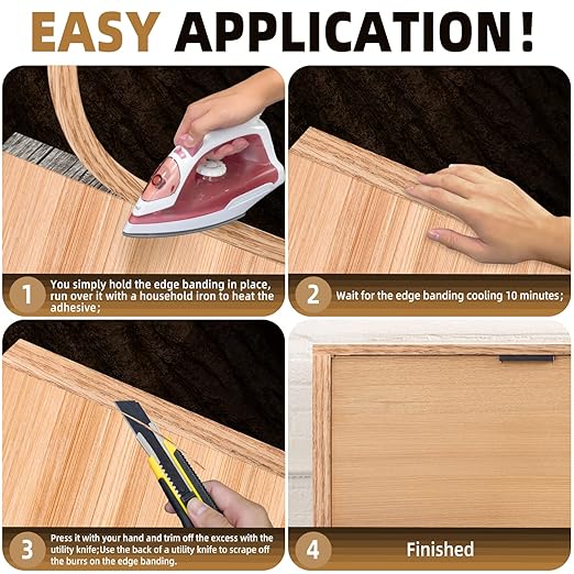 GSCIT Club Red Oak Edge Banding, 1/2 inch x 100ft roll of Veneer Edge Banding - Pre-glued Flexible, Real Wood Tape for Cabinet Repair and Furniture Restoration