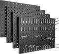 Peg Board, 4 Pack Metal Pegboard Panels Black Pegboards Wall Organizer with Bent Frame Heavy Duty Peg Board for Walls Home, Garage Tool Storage, Office Organization, Craft Room, Kitchen