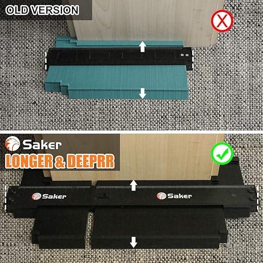 Saker Connection Profile Gauge-Adjustable Lock-Must Have Tool for DIY Handyman, Construction (5+10 INCH, BLACK+BLACK)