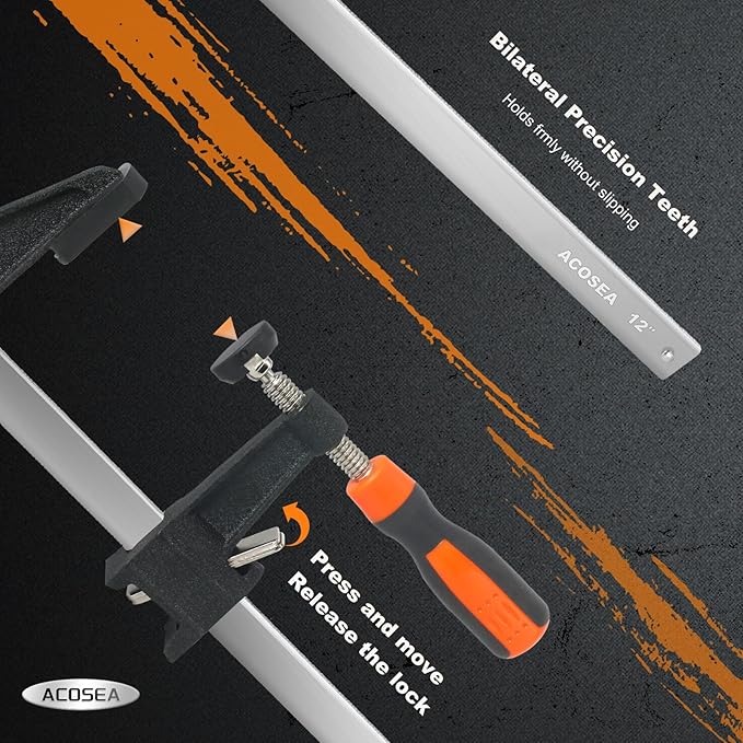 Woodworking Clamps, 4-Pack 36 Inch Long Bar Clamps, Heavy Duty Adjustable and Quick Release, 2.5 Inch Throat Depth, 600 Lbs Force