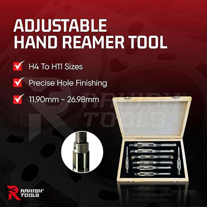 Adjustable Hand Reamer Tool H4 to H11 Sizes - 15/32" to 1-1/16” Reaming Tool for Precise Hole Finishing with Carbon Steel Blades - Hand Tools Reamers for Metal & Wood - 11.90mm - 26.98mm