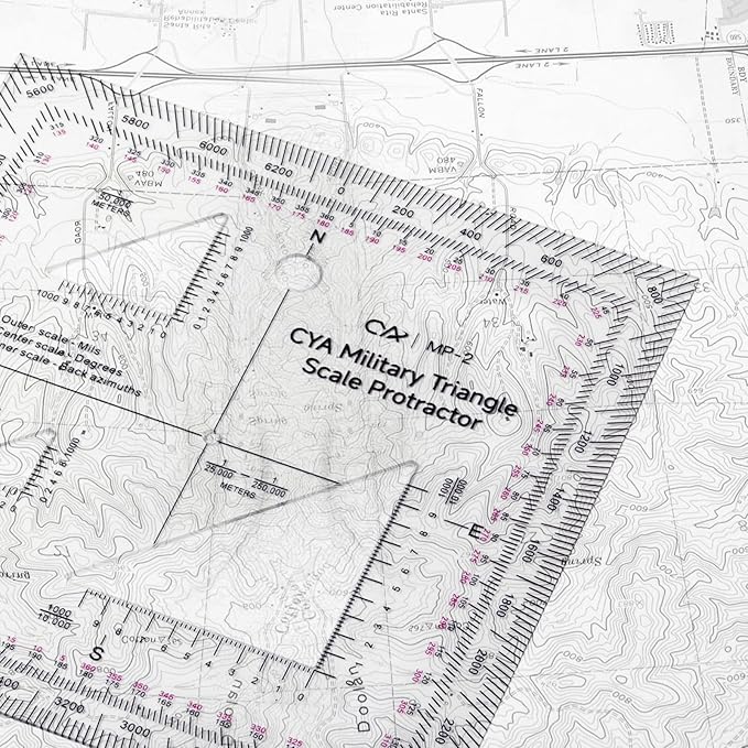 Zonon 5 Inch Military Map Protractor Military Style Utm/mgrs Coordinate Scale Map Perfectly Cut Land Navigation Protractor Maps Reading and Grid Coordinate Reader