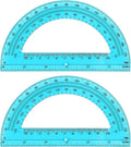 Zonon 2 Pcs 6 Inch Plastic Protractor Math Protractors 180 Degrees Angle Measurement, Translucent for Geometry Classroom Kid Student School Office Supplies(Blue)