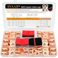 Copper Lugs kit 1/0 Gauge 2 Gauge 6 Gauge Battery Cable Lugs 5/16" and 3/8" Stud Ring Terminals Heavy Duty 0 2 6 AWG Wire Lugs 28 PCS Battery Cable Ends Wire Connectors with 28 PCS Heat Shrink Tubing