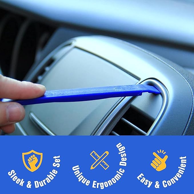 Auto Trim Removal Tool Kit - 5 Piece Set for Dash, Door Panel, Clip Remover - Scratch-Resist Nylon Pry Tools for Interior Car Trims Work - Panel Prying Tools Included - Blue