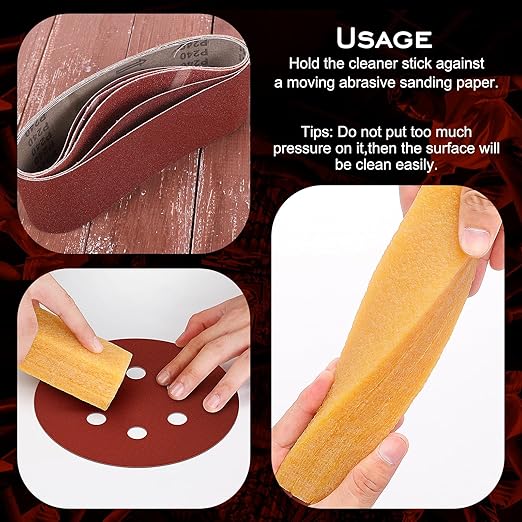 2 Pack Sanding Belt & Disc Cleaner Stick - Natural Rubber Abrasive Reviver Bar 1-1/2"x1-1/2 x7-7/8 for Griptape, Woodworking - Power Sander Accessory