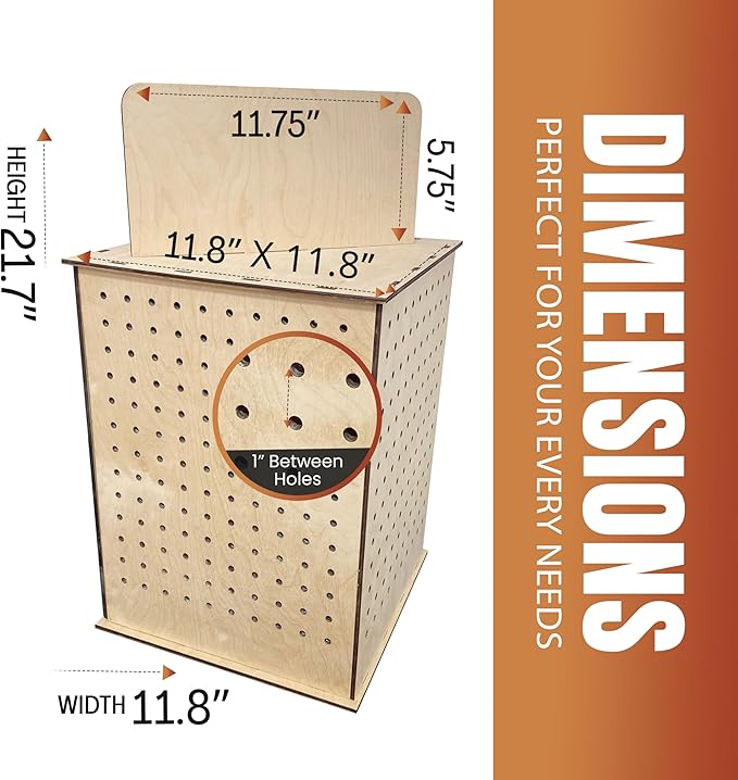 TORCHED DISPLAYS Rotating Display Stand – 22.5 x 16.76-inch – Rotating Organizer Wood Pegboard – Pegboard Display Stand for Craft Shows, Vendor Events, Jewelry, Accessories…