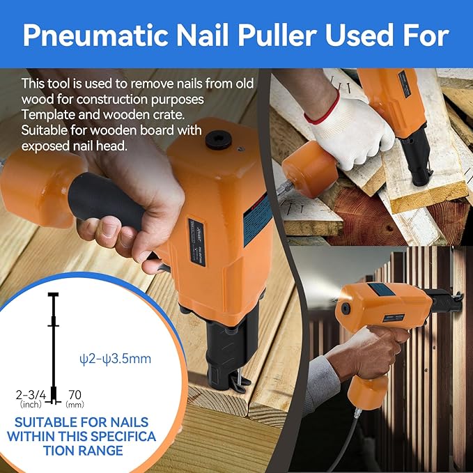 Pneumatic Framing Nailer and Nail Puller,Pneumatic Power Tool Combo Kit with 400 Paper Collated Nails,2-In-1 Pro Preferred Brand of Pneumatic Nailer Gun and Nail Puller Ideal for Framing