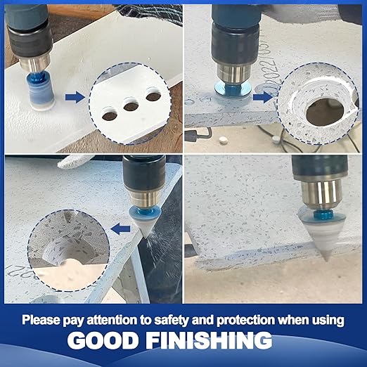 Tile Hole Saw Kit - BRSCHNITT Diamond Core Drill Bit Set 25/32mm Drill Bit &1 3/8" Diamond Chamfer Bit for Porcelain Tile Ceramic Marble Granite