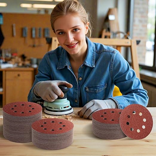 JTIEO 5 Inch Sanding Discs – 100 PCS 400 Grit Sandpaper Assortment, Hook & Loop Orbital Sander Pads, Round Sanding Pads for Random Orbital Sanders