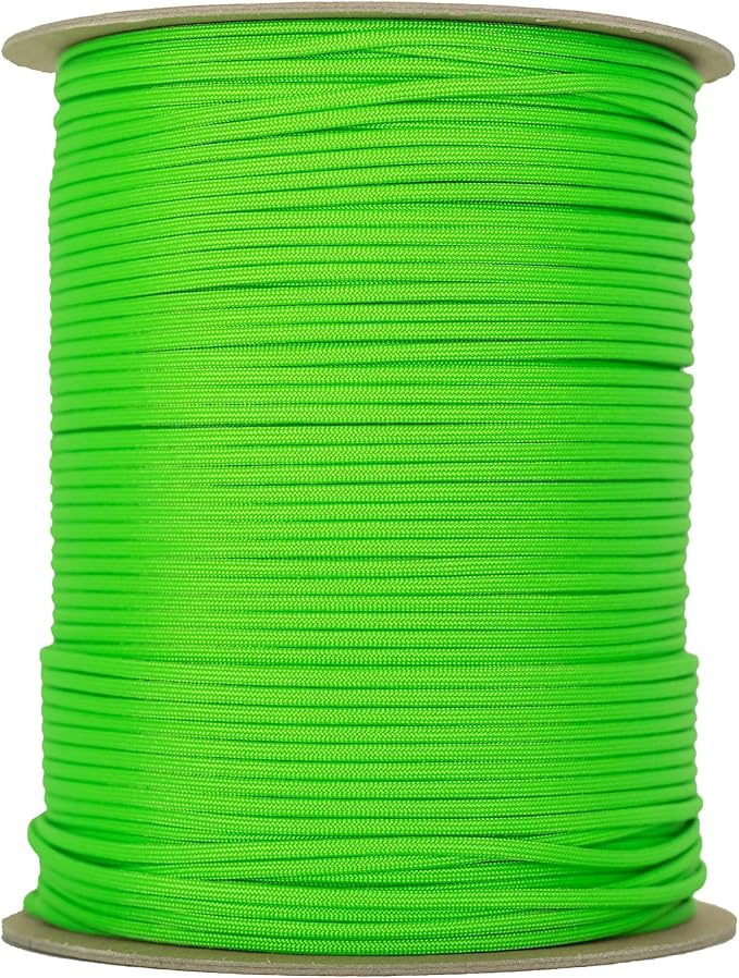 The Paracord Store | Type III 550 Paracord - 1000 FT Spool, Neon Green | Heavy Duty 7 Strand Tactical Paracord - USA Made Nylon Outdoor Parachute Cord for Camping, Fishing & More - Survival Cord