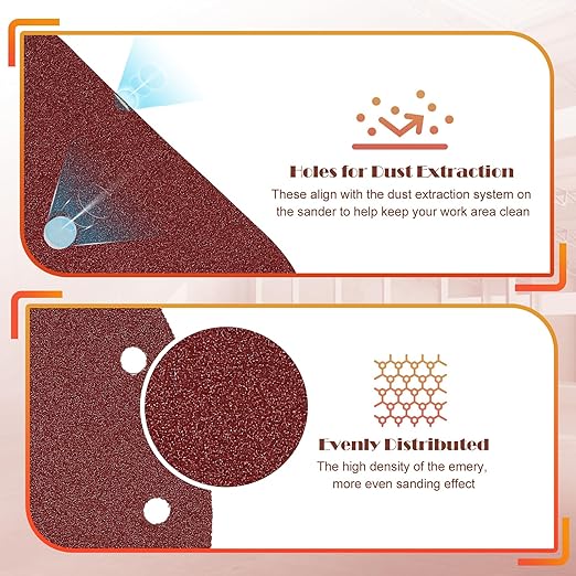 60 Grit Mouse Sander Sandpaper, Jamiikury 5 Hole Detail Sander Sandpaper Palm Sander Paper Mouse Sanding Pads Hook and Loop Sanding Sheets - Pack of 20