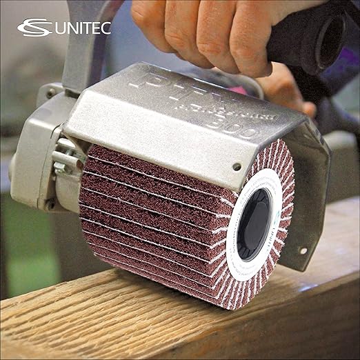 C.S. Unitec | PTX Interleaf Combi Wheel | 80 Grit Metal & Wood Buffer Polisher Machine Attachment for Grinder Tool | 4" Diameter x 4-1/8" Wide (47312)
