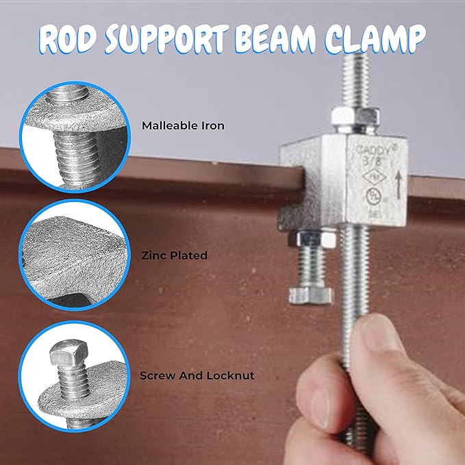 OhLectric OL-72839 Beam C Clamp - Malleable Iron, Zinc Plated Beam Clamp - Features 1-1/8" Jaw Opening, 1/2"-13” Set Screw Size and 750 lbs Max Load - Safety Beam Clamp - Supports 1/2" to 13" Rods