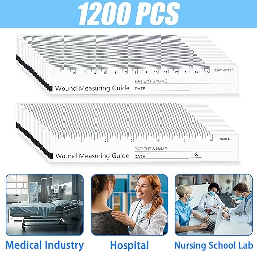1200 Pcs Wound Measuring Tape 6 Inch Wound Ruler Double Sided Disposable Paper Tape Measure Paper Guide Ruler Measurement Tools for Nurses