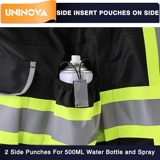 UNINOVA Surveyor Safety Vest Reflective for Men,Class 2 Heavy Duty Safety Vests Reflective with Pockets and Zipper