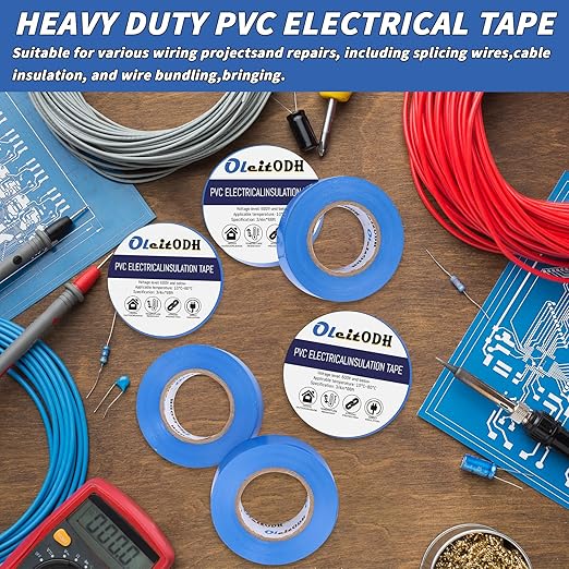 100 Rolls Blue Electrical Tape Bulk 3/4 Inch x 66ft, Waterproof Vinyl Electric Tape High Temp Insulation Tape for Electrical Protection Home Outdoor Electric Insulating Wire Wrapping