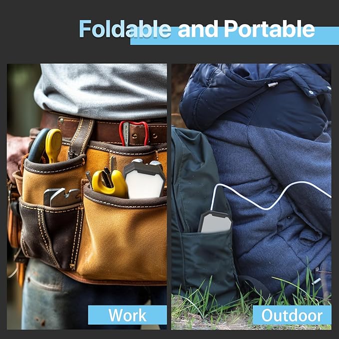 HYPERLITE Rechargeable Work Light: 1pack 20W 2000Lumens Magnetic Work Light - Hanging Hook Folding Bracket LED Work Light Job Site Lighting for Car Repairing Camping Working Hurricane