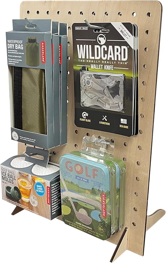 Torched Pegboard Display Stand for Jewelry, Craft Shows, Selling, Vendor Events, Tools, Peg Board Accessories Rack Organizer, XL 11.75" L x 4.3" W x 15.75" H, Natural