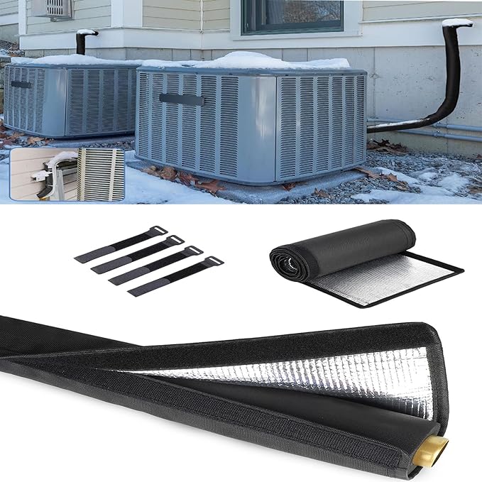 Ac Line Insulation, 78.7x11.8 inch 600D Oxford Air Conditioner Line Insulation, 3 Layer HVAC Copper Pipe Insulation Cover, AC Pipe Insulation Wrap for Outside