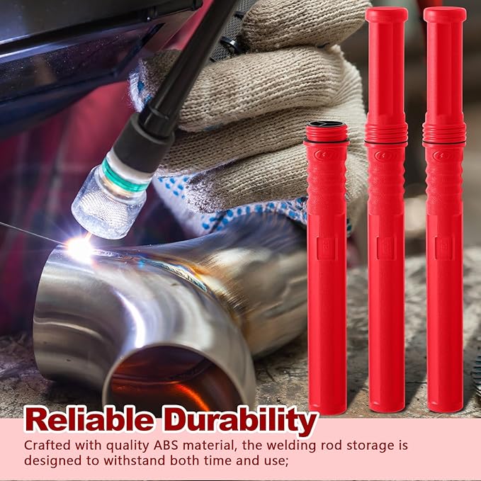 Tandefio 4 Pcs Welding Rod Storage Tube 40 Inch Tig Rod Storage Canisters Welding Electrode Holder Airproof Waterproof Container(Red)