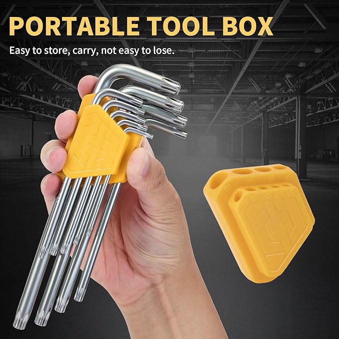 Torx Wrench Set Star Key Cr-V T-Handle – 9PCS Torx Allen Key Set, T10–T50, Chrome Vanadium Steel, Silver Finish, Long Arm, for Electronics, Furniture Screws, Automotive Fixes