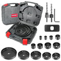Hole Saw Set HYCHIKA 19 Pcs Hole Saw Kit with 3/4"-6"(19-152mm) 13Pcs Saw Blades, 2 Mandrels, 2 Drill Bits, 1 Installation Plate, 1 Hex Key, Ideal for Soft Wood, Plywood, Drywall, PVC