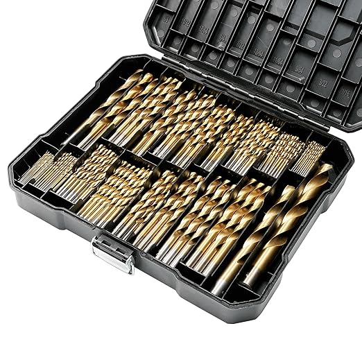 230 Pcs Drill Bit Set(1/16“-1/2”), 135° Tip Titanium Coated High Speed Steel, Twist Drill Bit Kit for Iron, Aluminum Alloy, Copper, Wood, Plastic, with Hard Storage