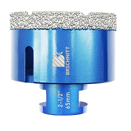 2-1/2 Inch Diamond Core Drill Bit for Porcelain Tile Ceramic Marble Granite Drilling,BRSCHNITT 1pc Vacuum Brazed Diamond Hole Saw with 5/8-11 Thread (65mm)