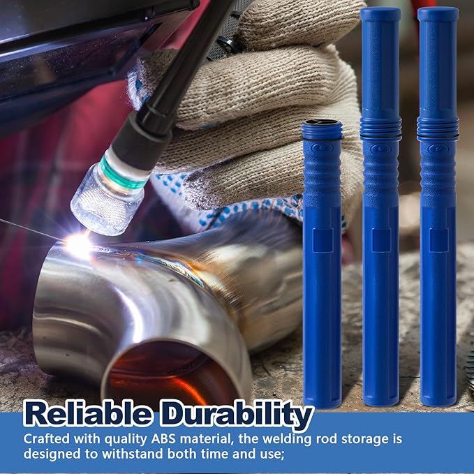 Tandefio 2pcs Welding Rod Storage 40 Inch Tig Rod Storage Canisters Welding Electrode Holder Airproof Waterproof Welding Rod Container (Blue)