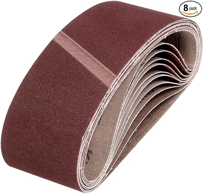 HARFINGTON 3 x 21 Inch Sanding Belts, 8 Pcs 180 Grits Aluminum Oxide Abrasive Belt Sander File Belt for Woodworking, Metal Polishing, Knife Sharpener