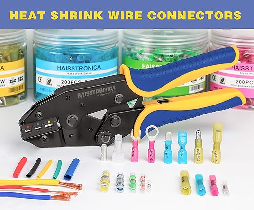 Haisstronica 260PCS Heat Shrink Spade Connectors - Quick Disconnect Female & Male Spade Terminals for Watercraft, Electronics & Automotive
