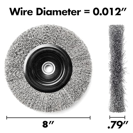 8 Inch Stainless Steel Wire Wheel for Bench Grinder with 1/2-Inch and 5/8-Inch Arbor, 012" Stainless Steel Wire