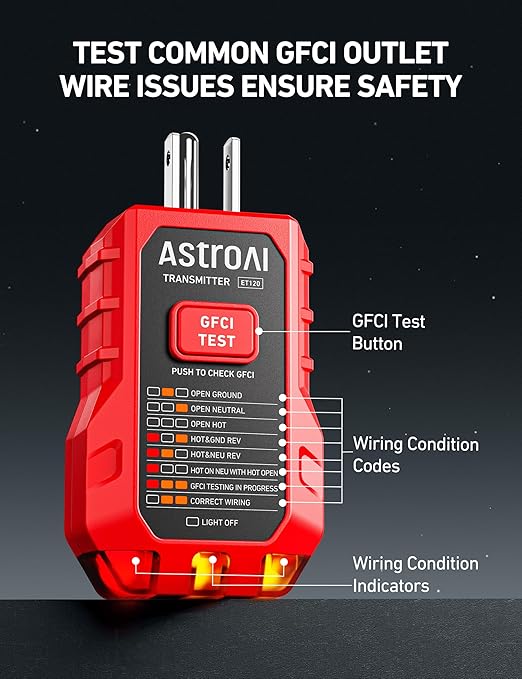 AstroAI Circuit Breaker Finder with GFCI Outlet Tester, Electrical Tester Tool for Home/Workshop Circuit Tracing, Quickly Locates Breakers with Indicators