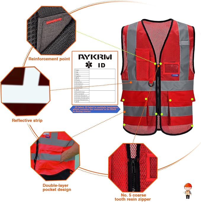 A-SAFETY Red mesh amazon vest
